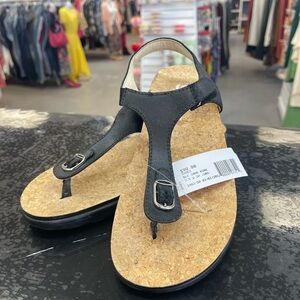 SAS Black Sandals with Cork Footbed
